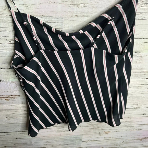 Allen schwartz  pink black blouse top size small tank - Picture 7 of 7